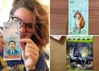 Artista venezolana pinta sobre los bolívares