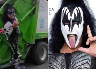 Recolector de basura se viste como Gene Simmons de Kiss