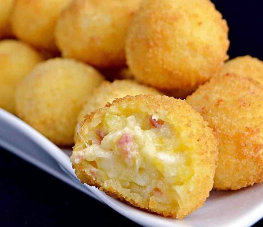 Bolitas de papa con jamón y queso
