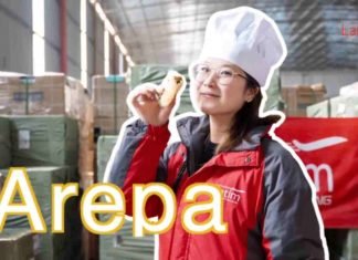 Trabajadores en China hacen arepas con Harina PAN