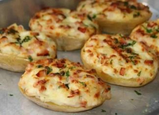 Receta de papas rellenas con cebollín y tocineta