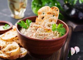 Dip de berenjena y pimientos