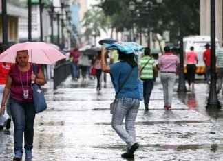 Inameh pronostica lluvias intensas este lunes en el país
