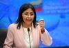 Vicepresidenta Delcy Rodríguez llama a no detener proceso productivo pese a las «amenazas»